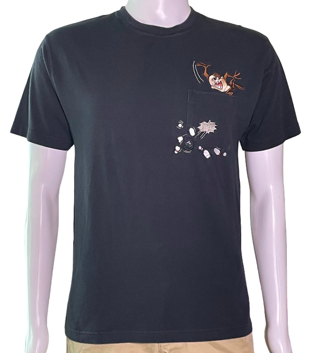 Warner Bros Studio Store 2000 Y2k Taz Devil Bowling Pocket T-Shirt Men's Small